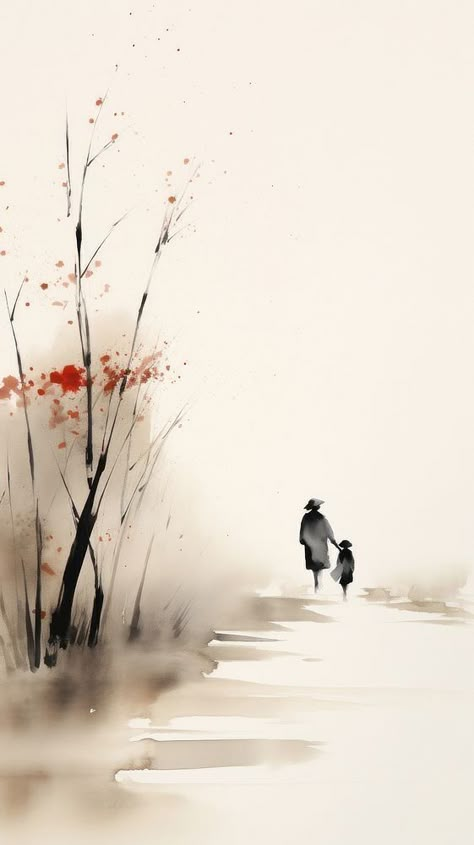 Chinese Paintings Landscape, Sketch About Nature, Watercolour Painting People, Watercolour Inspiration Abstract, Chinese Background Landscape, Watercolour Inspiration Landscape, Chinese Brush Painting Landscape, Chinese Art Drawing, Walking Background