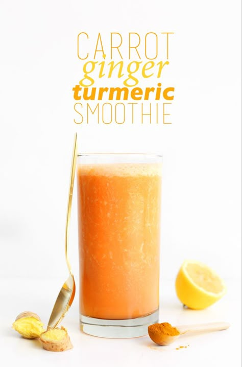 Ginger Turmeric Smoothie, Turmeric Drinks, Immune Boosting Smoothie, Smoothies Vegan, Turmeric Smoothie, Vitamix Recipes, Smoothie Prep, Smoothie Detox, Carrot And Ginger