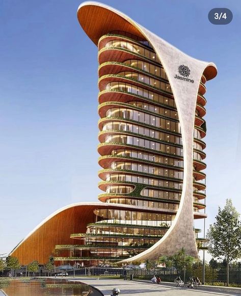 High Rise Building Facade Architecture, High Rise Residential Building, Curved Building, High Rise Architecture, Facade Architecture Design, Residential Building Design, Conceptual Architecture, Modern Architecture Building, Architectural Rendering