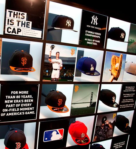 New Era Unveils New Retail Concept in Westfield Stratford by Checkland Kindleysides New Era Store, Westfield Stratford, Stratford London, In Store Display, New York Cap, Sports Man Cave, Cap Store, Cap Display, Clothing Store Design