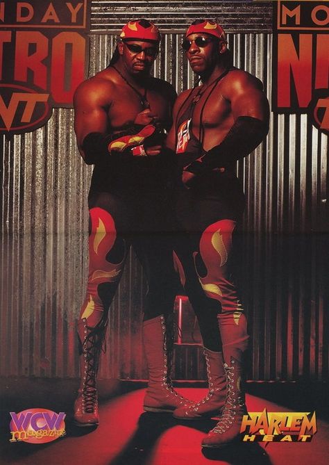 Harlem Heat: Stevie Ray and Booker T. Two-Page Poster - WCW Magazine [February 1997] World Championship Wrestling, Tna Impact, Stevie Ray, Booker T, Tag Team, Professional Wrestling, Sports Gear, Cool Pics, World Championship