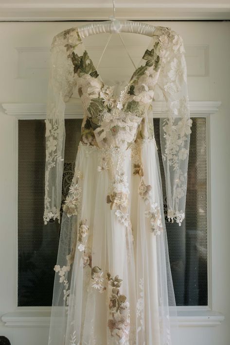 Primavera in a Floral Wonderland Floral Print Wedding Gown, Backless Floral Wedding Dress, Flower Child Wedding Dress, Forest Style Wedding Dress, Wedding Dresses Lace Flowers, Vintage Floral Wedding Dress, Wedding Dress With Vines, Floral Lace Wedding Dress Long Sleeve, Nontraditional Wedding Dress Bohemian