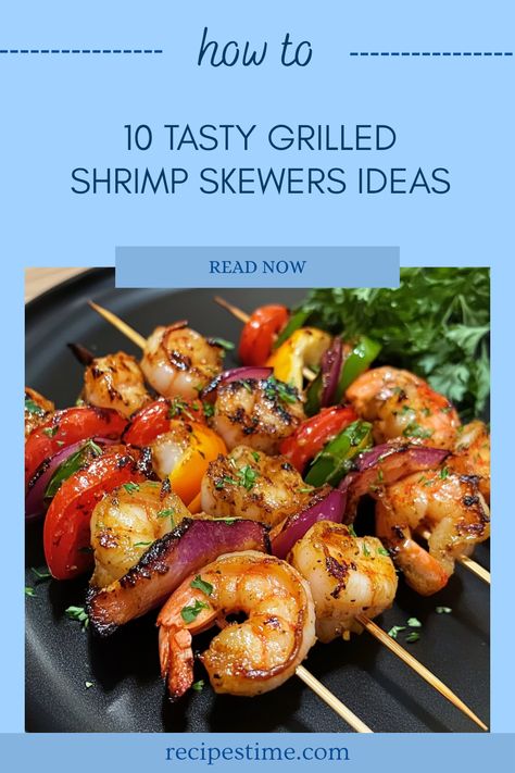 Get ready to fire up the grill with these 10 mouthwatering grilled shrimp skewers recipes! Perfect for summer barbecues or a quick weeknight dinner, these straightforward dishes are bursting with flavor. From spice-infused marinades to zesty lemon drenches, each recipe adds a delicious twist to juicy shrimp. Whether you're grilling for a family gathering or just a cozy meal at home, these shrimp skewers will impress everyone and leave them asking for more Seafood Skewers Grilled, Shrimp Skewers Grill Kabob Recipes, Seafood Bbq Ideas, Shrimp Skewers Grill, Skewers Ideas, Shrimp Brochette, Bbq Christmas, Skewers Recipes, Barbecue Skewers