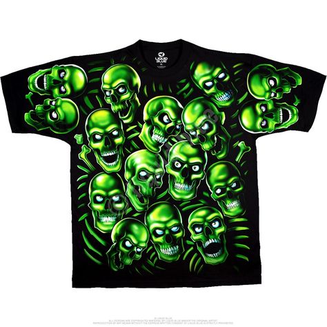 Epic Clothes, Emo Shirts, Green Skull, Juicy J, Biker Shirts, Skull T Shirt, Skull Tshirt, New Green, Blue Vintage