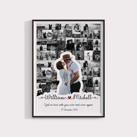 2 Year Wedding Anniversary Gifts For Her, Couple Frame Gifts, 1st Anniversary Gifts For Husband, Gift For Husband On Anniversary, Unique Gift For Boyfriend, Love Anniversary Gifts For Him, Diy Photo Collage Ideas Creative, First Anniversary Gift For Husband, 1st Wedding Anniversary Gift For Him