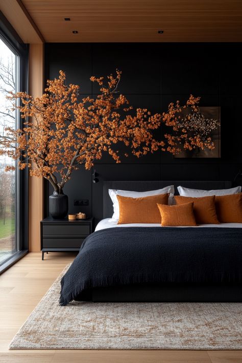 Get a stunning black bedroom with these decor tips and ideas showing you how to style the aesthetic. Black Bedding Aesthetic, Luxe Room, Black Bedroom Aesthetic, Bedroom Decoration Ideas, Dark Home Decor, Black Bedroom, Master Bedrooms Decor, Bedroom Decoration, Bedroom Aesthetic