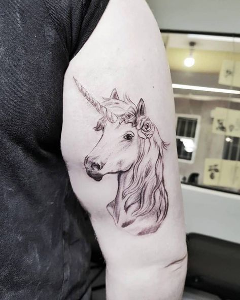 Dainty Unicorn Tattoo, Unicorn In Captivity Tattoo, The Last Unicorn Tattoo Ideas, Alicorn Tattoo, Unicorn Tattoos For Women, The Last Unicorn Tattoo, Last Unicorn Tattoo, Mlp Tattoo, Unicorn Tattoo Ideas