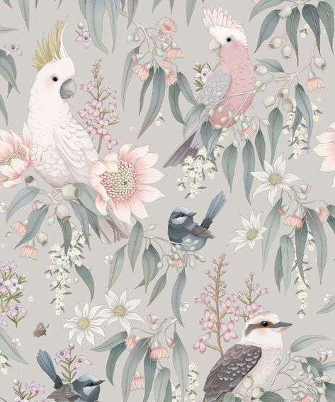 Bush Melody Wallpaper Nursery With Twin Bed, Babies Wallpaper, Peach Bedroom, Calm Color Palette, Woodland Wallpaper, Melody Wallpaper, Wallpaper Maker, Interior Wallpaper, Baby Wallpaper