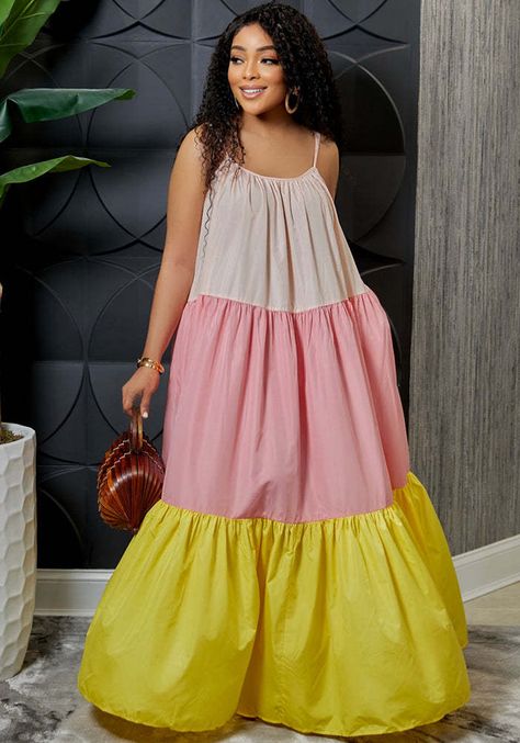 Item NO.: ZX_Y1120Price: US$ 8.55Category: Dresses > Maxi DressesColor: Pink, yellow, red, green, blueSize: S, M, L, XL, 2XLDescription: PolyesterDetail: This Summer Women's Patchwork Sexy Sleeveless Contrast Color Long Swing Dress Design Made Of High Quality Polyster And Spandex Material, Which Is Stretchy, Soft And Comfortable. The Is Always On Trend. This Casual Maxi Dresses Is a Must-Have For Vocations And Dating Occasions. Maxi Dresses At Global Lover Comes With Huge Selections Of Col... Color Block Maxi Dress, Split Maxi Dress, Sling Dress, Summer Party Dress, Women Maxi, Maxi Dress Party, Sleeveless Maxi Dress, White Maxi Dresses, Beach Dresses