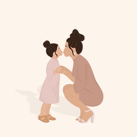 Wallpaper Mother And Daughter, Mom And Daughter Animation, Mom And Daughter Wallpaper Aesthetic, Bond With Daughter, Mom And Daughter Art Illustrations, Instagram Highlight Covers Daughter, Mother Daughter Vision Board, Motherhood Illustration Mother Art, Mother And Daughter Illustration Art