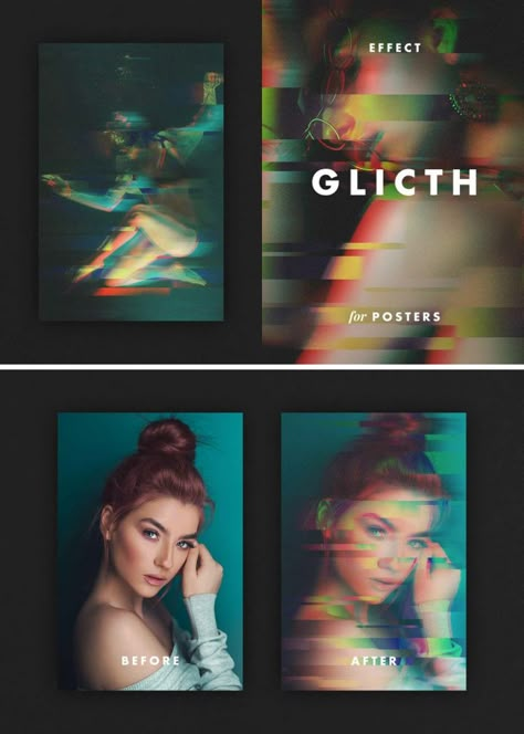 Vertical Poster Glitch Photo Effect Mockup for Photoshop Glitch Effect Graphic Design, Glitch Poster Graphic Design, Glitch Poster Design, Photo Effects Photoshop, Glitch Graphic Design, Photo Effects Ideas, Glitch Poster, Glitch Effect Photoshop, Glitch Design