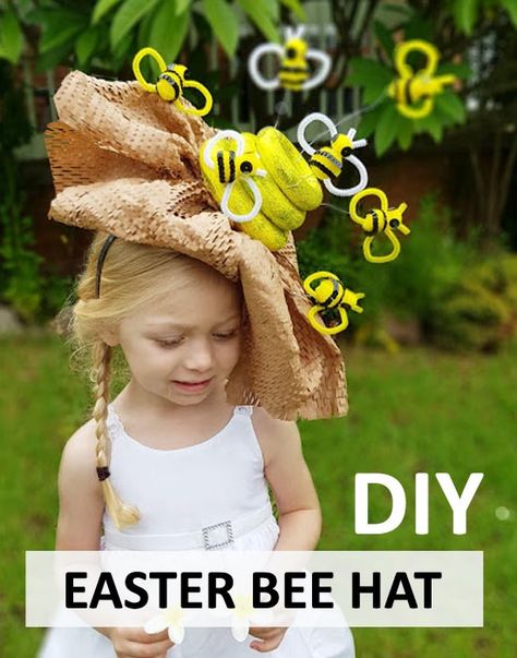 Hat Diy Ideas, Easter Hat Parade Ideas, Girls Easter Bonnet, Crochet Hat Kids, Easter Bonnet Parade, Easter Hat Ideas, Easter Bonnet Ideas, Easter Hat Parade, Bee Hat