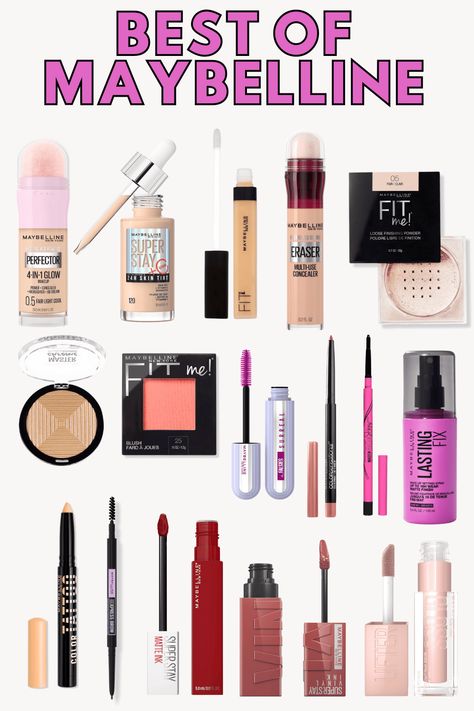 Looking for the absolute best Maybelline products? Here's everything from the brand worth grabbing! Maybelline Makeup Products, Maybelline Matte Ink, Maybelline Products, Maybelline Cosmetics, Maybelline Concealer, Maybelline Falsies, Beauty And Skin Care, Gel Eyeliner Pencil, Maybelline Color Sensational