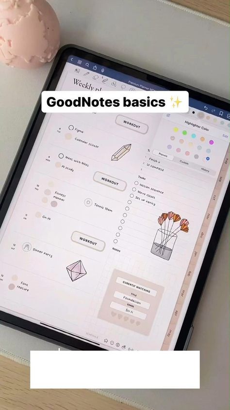 GOODNOTES Basic Tips For You - Easy Digital Planning Daily Planner Template Free, Goodnotes Planner Ideas, Bullet Journal App, Landscape Digital Planner, Planner Ideas Weekly, Planner Template Aesthetic, Free Digital Planner Stickers, Weekly Template, Planner Weekly Layout