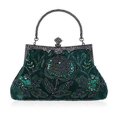 JAGENIE Vintage Style Beaded Floral Evening Clutch Bag We... https://www.amazon.co.uk/dp/B07DRH6HTF/ref=cm_sw_r_pi_dp_U_x_.GJVDbBZZPWB8 Party Purse Handbags, Black Flapper Dress, Wedding Clutch Purse, Linen Handbags, Prom Purse, Prom Clutch, Rhinestone Handbags, Sequin Purse, Satin Pouch