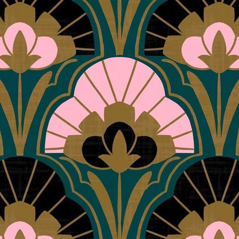 Modern Art Deco Colors, Art Deco Inspired Wallpaper, Art Deco Floral Wallpaper, Art Deco Flowers Illustration, Artdeco Art Design, Motif Art Deco 1920s, Art Deco Prints Pattern, 1920s Art Deco Pattern, Art Deco Color Scheme