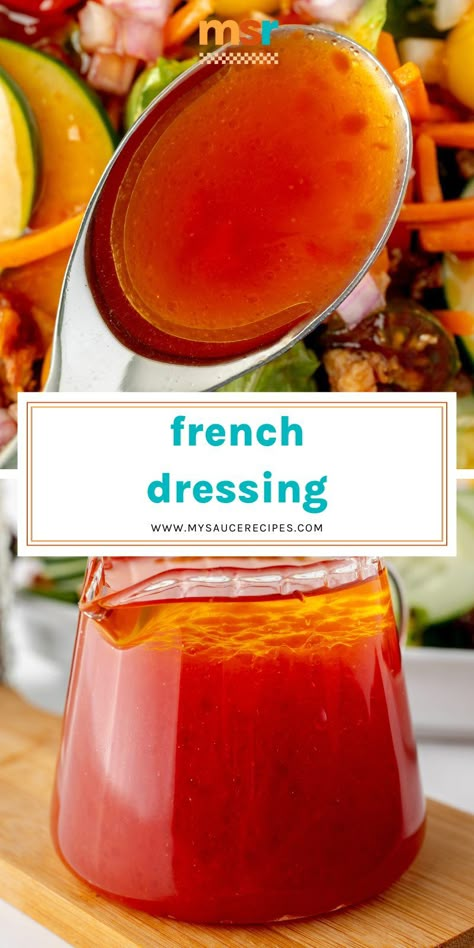 French Dressing is a tangy and sweet way to jazz up your salad and loads of other dishes. It's also a great marinade and dipping sauce! Sweet French Dressing Recipe, Best Salad Dressing Recipe, Low Sodium Sauces, Onion Dressing Recipe, Sweet Onion Dressing, Homemade French Dressing, French Dressing Recipe, French Salad Dressing, Best Sauce Recipes