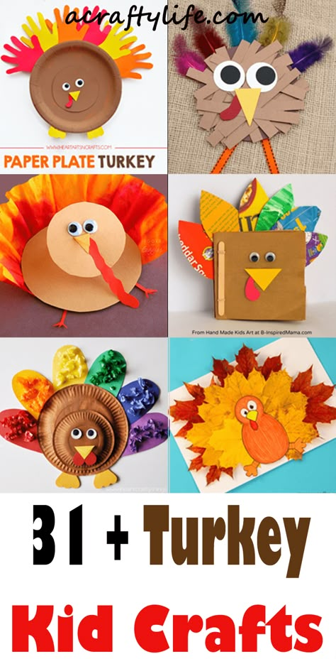 31 Fun Turkey Crafts for Preschoolers - A Crafty Life Turkey Craft For Thanksgiving, November Easy Crafts For Kids, Turkey For Preschoolers, Easy Toddler Turkey Crafts, Make Your Own Turkey Craft, Turkey For Kids, Crafts For 4 Year, Thanksgiving Art Ideas For Preschoolers, Preschool Turkeys Crafts