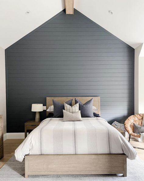 Master Bedrooms Slate Blue, Dark Gray Blue Paint Colors Master Bedrooms, Sherwin Williams Slate Gray, Sherwin Williams Outerspace Accent Wall, Dark Blue Grey Accent Wall, Outerspace Paint Color, Wherein Williams Blue Gray, Slate Grey Paint Color, Sherwin Williams Dark Blue Gray