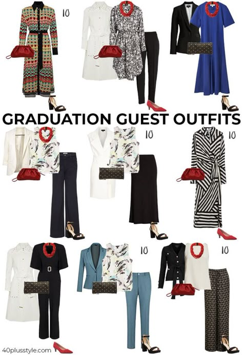 Graduation Clothes Ideas, Guest At Graduation Outfit, Graduation Dress Ideas For Mom, Graduation Guests Outfits, Mom Outfits For Graduation High Schools, Mother Of Graduate Outfit Graduation Mom, Confirmation Outfits For Women Guest, Casual Banquet Outfits For Women, Graduation Outfit For Parents