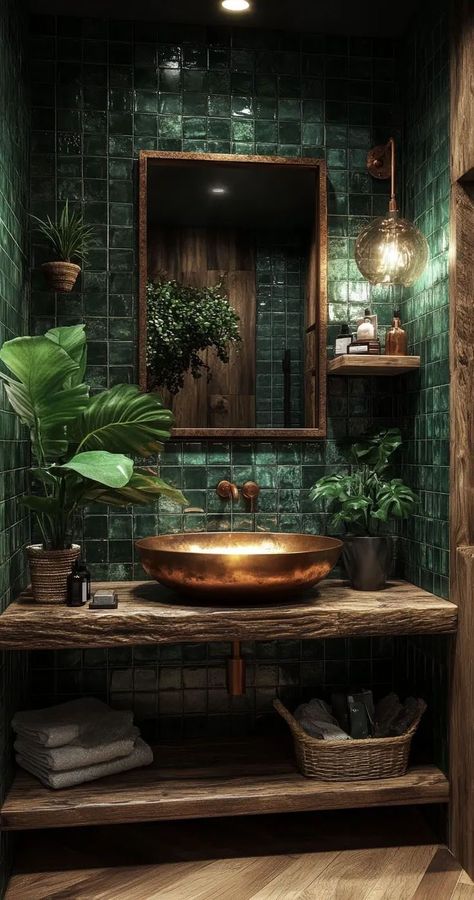 Green Bathroom Restaurant, Interior Inspired By Nature, Restaurant Toilet Design Ideas, Green Tile Restaurant, Bathroom Ideas Green And Gold, Toilet Restaurant Design, Restaurant Toilet Design, 1920 Bathroom, Blue Green Bathroom