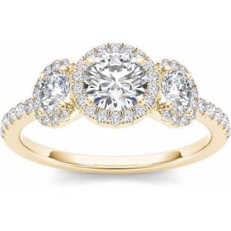 Imperial 1 Carat T.W. Diamond Single Halo Three-Stone 14kt Yellow Gold Engagement Ring Frame Ring, Yellow Gold Engagement Ring, Yellow Gold Engagement, Yellow Gold Engagement Rings, Rose Gold Engagement, Gold Engagement Ring, Rose Gold Engagement Ring, Gold Engagement, Gold Engagement Rings