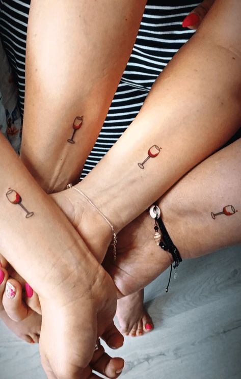 Friends Tattoo Design Images (Friends Ink Design Ideas) Tiny Tattoos For Friend Groups, Four Friend Tattoos Matching, Multiple Friend Tattoos, Friend Group Tattoo Ideas, Tattoo Ideas For Friend Groups, 5 Friends Tattoo, Four Friends Tattoos, Group Friend Tattoos, Small Group Tattoos