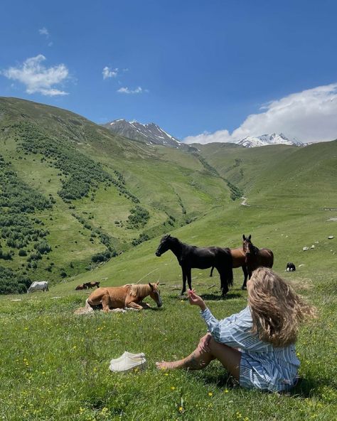 The Grass, A Woman, Horses, Nature