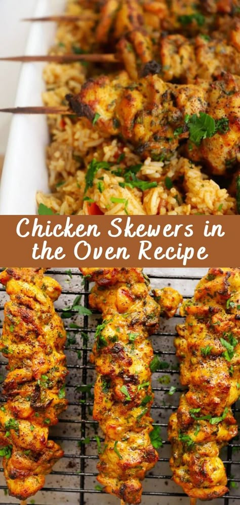 Chicken Skewers in the Oven Recipe | Cheff Recipes Meat On Skewers, Lemon Pepper Chicken Skewers In Oven, Oven Kebabs Skewers, Chicken Screwers Recipe, Greek Chicken Skewers Oven, Bang Bang Chicken Skewers Oven, Garlic Parmesan Chicken Skewers In Oven, Chicken Skewers In The Oven, Oven Chicken Skewers