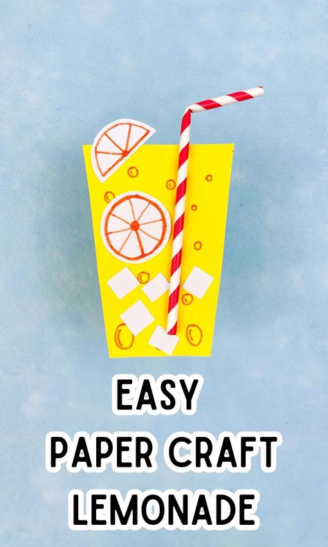 Lemon Diy Craft, Lemonade Crafts For Kids, Lemonade Crafts Preschool, Lemon Crafts For Kids, Art For Toddlers Easy, Summer Art For Toddlers, Yellow Day Activity, Lemonade Craft, Kids Summer Projects