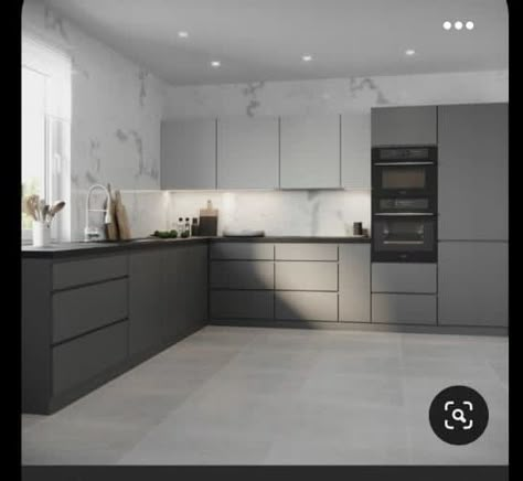 Modern Grey Kitchen, Серая Кухня, Grey Kitchen Designs, Kabinet Dapur, Modern Kitchen Interiors, Kitchen Interior Design Modern, Kitchen Design Plans, Modern Kitchen Cabinets, House Design Kitchen