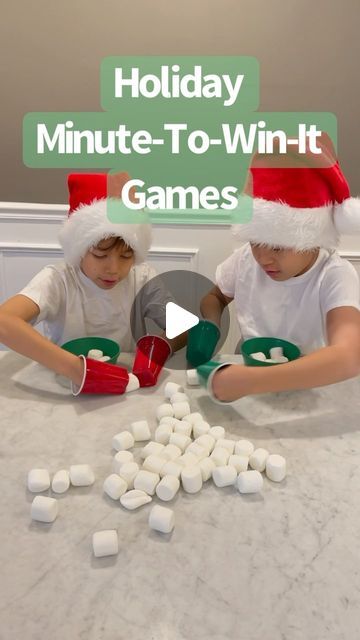 Raising Dragons on Instagram: "Holiday Minute-To-Win-It Games 🎅 These easy games only take a few minutes to set and are fun for kids of all ages (and grown ups)! #minutetowinitgames #holidaygames #familygames #christmasgames #kidsactivities #raisingdragons" Christmas Minute To Win It Games School, Rudolph Race Game, Panty Hose Reindeer Game, Christmas Games Marshmallows, Christmas Win It In A Minute Games, Min To Win It Games Christmas, Christmas Themed Minute To Win It Games, Easy Minute To Win It Games For Kids Christmas, Muffin Tin Christmas Game