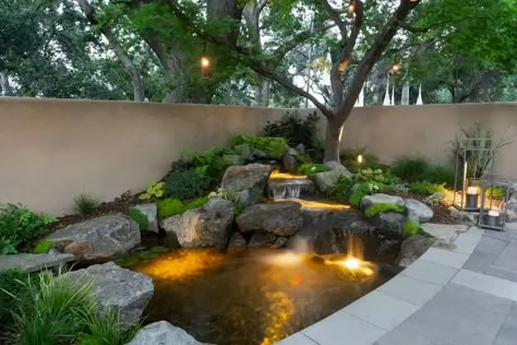 Garden Ponds Ideas, Ponds Ideas, Backyard Stream, Small Garden Waterfalls, Small Garden Design Ideas, Koi Pond Design, Fish Pond Gardens, Taman Air, Garden Pond Design