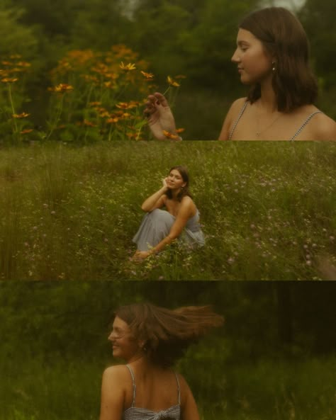 Picnic Photoshoot Portrait, Field Pictures Ideas, Detailed Portrait Photography, Portrait Outside Photography, Flower Portrait Photography Creative, Photoshoot On Iphone, Portrait In Field, Senior Photoshoot Prompts, Nature Photography With People