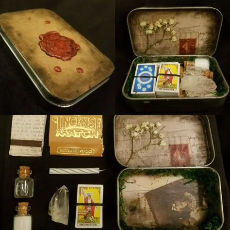 Mini Pocket Altar for Wicca and Witchcraft made from an Altoids tin Mini Alter, Altoid Altar, Travel Altar, Altoids Altar, Pocket Witch Altar, Pocket Altar, Altoids Altar Witch, Pocket Altar Witches, Altoid Tin Altar