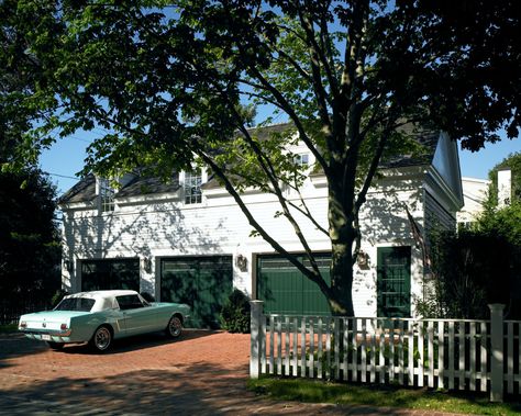 Davis Lane Greek Revival House - Patrick Ahearn Architect Home With Garage, Pool Courtyard, Patrick Ahearn Architect, Patrick Ahearn, Greek Revival Architecture, Greek Revival Home, Landscape Curbing, Historic Renovation, Side Porch