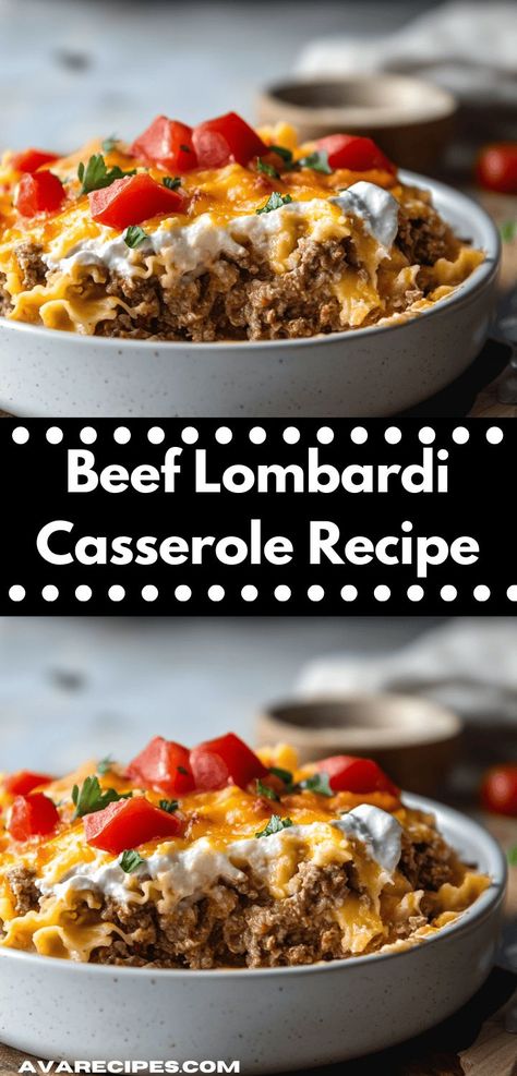 Need a quick and tasty dinner solution? This Beef Lombardi Casserole can be whipped up in no time, making it an ideal option for easy dinner ideas that are sure to please even the pickiest eaters. Casserole Recipes For Family, Dinner Ideas For Parties, Casseroles With Ground Beef, Beef Lombardi, Casserole Recipes With Ground Beef, Easy Casserole Recipes For Dinner, Family Dinner Ideas Healthy, Quick Casserole Recipes, Quick Casserole