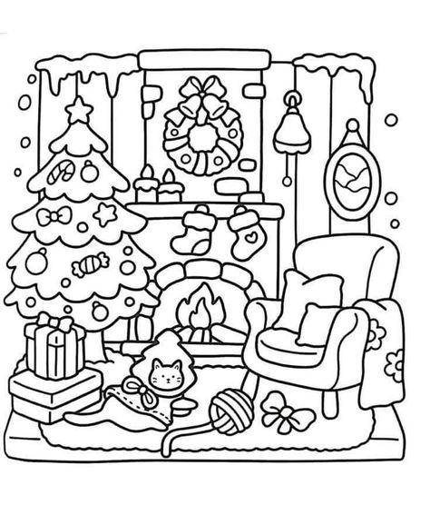 Marry Christmas Drawings, Easy Coloring Pages Christmas, Aesthetic Christmas Coloring Pages, Christmas Colouring Pages For Adults, Winter Color By Number Free, Cute Coloring Pages Christmas, Cozy Christmas Coloring Pages, Cocowyo Coloring Pages, Coloring Pages Room