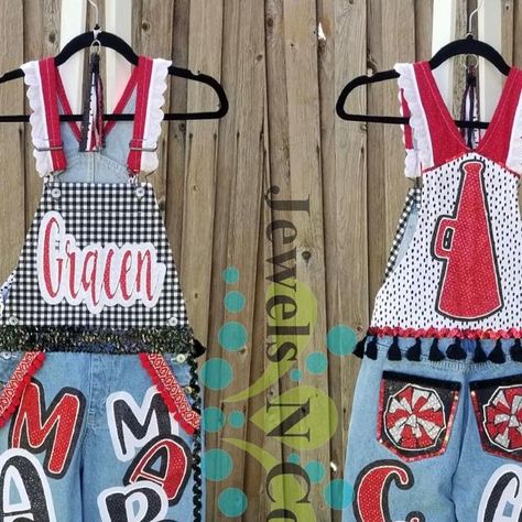 Jewels N Cotton on Instagram: "Spirit overalls are the best way to make a HUGE impact!! . Check out this fun phrase that the cheerleaders say at every game! Does your school have a phrase or cheer that y’all say during football games or pep rallys? . Gracen, these overalls turned out so fun!! Have a great year!" Diy Spirit Overalls, Aggie Painted Overalls, Spirt Week Overalls, Game Day Overalls, Spirit Overalls, Painted Overalls School Spirit, Painted Overalls, Senior Overalls, Football Games