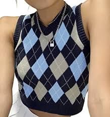 Womens Sweater Vest Argyle Plaid Crop Sweaters Sleeveless Preppy Style Tank Tops at Amazon Women's Clothing store Preppy Style 2020, Preppy Mode, Dress Outer, Argyle Sweater Vest, Harry Potter Dr, Vest Crop Top, Sleeveless Sweater Vest, Singer Dr, Cropped Pullover