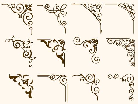 Marco Vintage, Decorative Corner, Retro Crafts, Page Decoration, Frame Border Design, Vintage Borders, Monogram Logo Design, Corner Design, Photo Corners