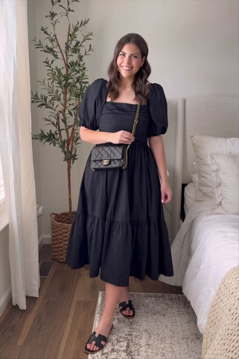 Emerson Poplin Puff Sleeve Midi … curated on LTK Midsize Fashion Dresses, Puff Sleeves Dress Outfit, Mid Size Dress Outfit, Modest Outfits Dresses, Church Dress Outfit, Black Dress Modest, Sunday Dress Outfit, Texture Clothing, Dresses For Curvy Women