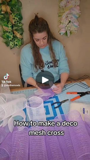 16K views · 209 reactions | How to make a Easter Lily Cross with deco mesh on YouTube. #dyi #wreathmaker #howto #tutorial #crafting #wreaths #easter #cross #Youtube | Southern Owls | Southern Owls · Original audio Easter Cross Wreath Diy, Diy Deco Mesh Wreath Tutorial, Cross Wreath Ideas, Cross Wreath Diy, Diy Deco Mesh Wreath, Mesh Cross, Deco Mesh Wreaths Tutorials, Mesh Wreath Tutorial, Cross Wreath