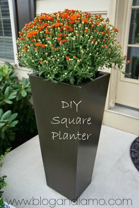 diy square planter Diy Large Planters Outdoor, Diy Large Planters, Large Planters Outdoor, Tall Planter Boxes, Diy Planters Outdoor, Large Outdoor Planters, Planters Outdoor, House Ranch, Diy Planter Box