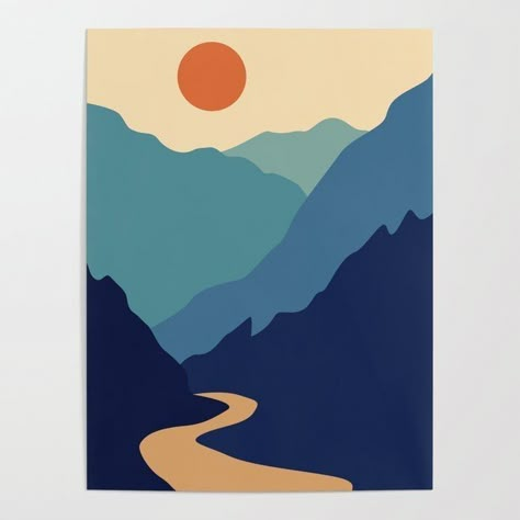 Nature Wall Prints, Easy Poster Color Painting, How To Paint A Circle, Quick And Easy Paintings, Mountain Senior Parking Spots, Poster Color Art Painting, Mountains Easy Painting, Mountain Easy Painting, Mountain Canvas Painting Easy