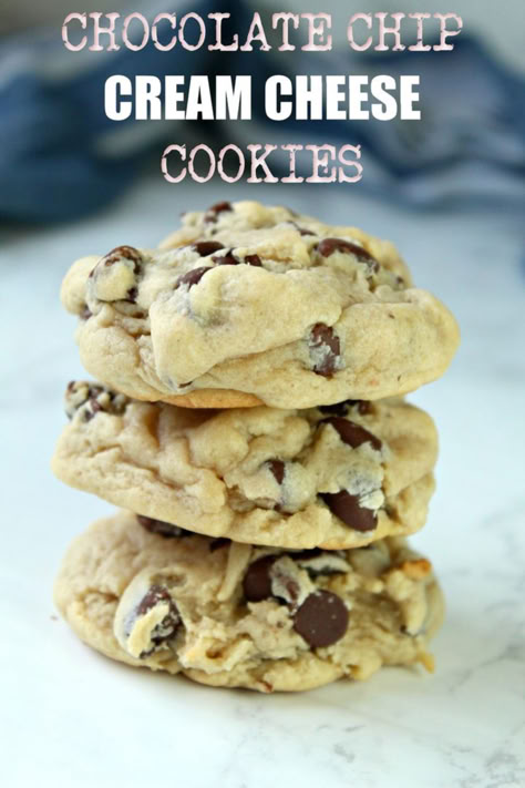 Christmas Treats Ideas, Chocolate Chip Cream Cheese, Buckeye Cookies, Cream Cheese Chocolate Chip, Cream Cheese Chocolate Chip Cookies, Cream Cheese Cookie Recipe, Ultimate Chocolate Chip Cookie, Best Cookies Ever, Cheese Chips