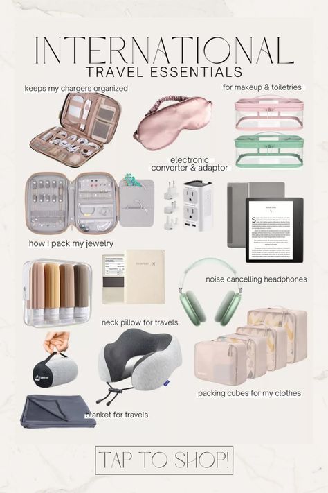 Travel Essentials Outfits, Traveling Things To Pack, Airport Travel Needs, What To Pack Travel, Essentials For Europe Trip, Europe Essentials Packing Lists, Travelling Must Haves, What To Pack For Travel, Europe Packing Essentials