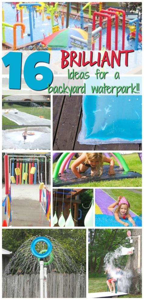 16 Brilliant Ideas to Create Your Own DIY Backyard Waterpark Backyard Waterpark, Backyard Water Park, Backyard Water Fun, Water Play Ideas, Water Play Activities, Backyard Water Parks, Water Play For Kids, Outdoor Water Activities, Backyard Activities