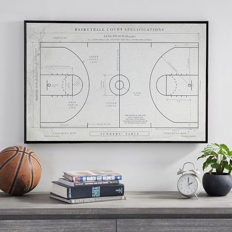 basketball | Pottery Barn Teen Basketball Home Decor, Bronx Bedroom, Sports Themed Office, Boys Basketball Room, Football Office, Vintage Sports Room, Basketball Nursery, Boys Basketball Bedroom, Vintage Sports Nursery