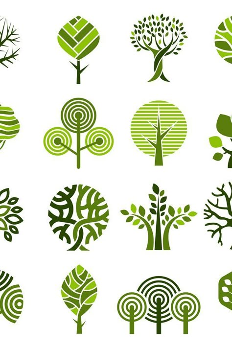 Environmental Branding Design, Graphic Design Plants, Logos With Trees, Natural Graphic Design, Tree Graphic Illustration, Landscape Logos, Eco Graphic Design, Tree Logo Ideas, Landscape Logo Design